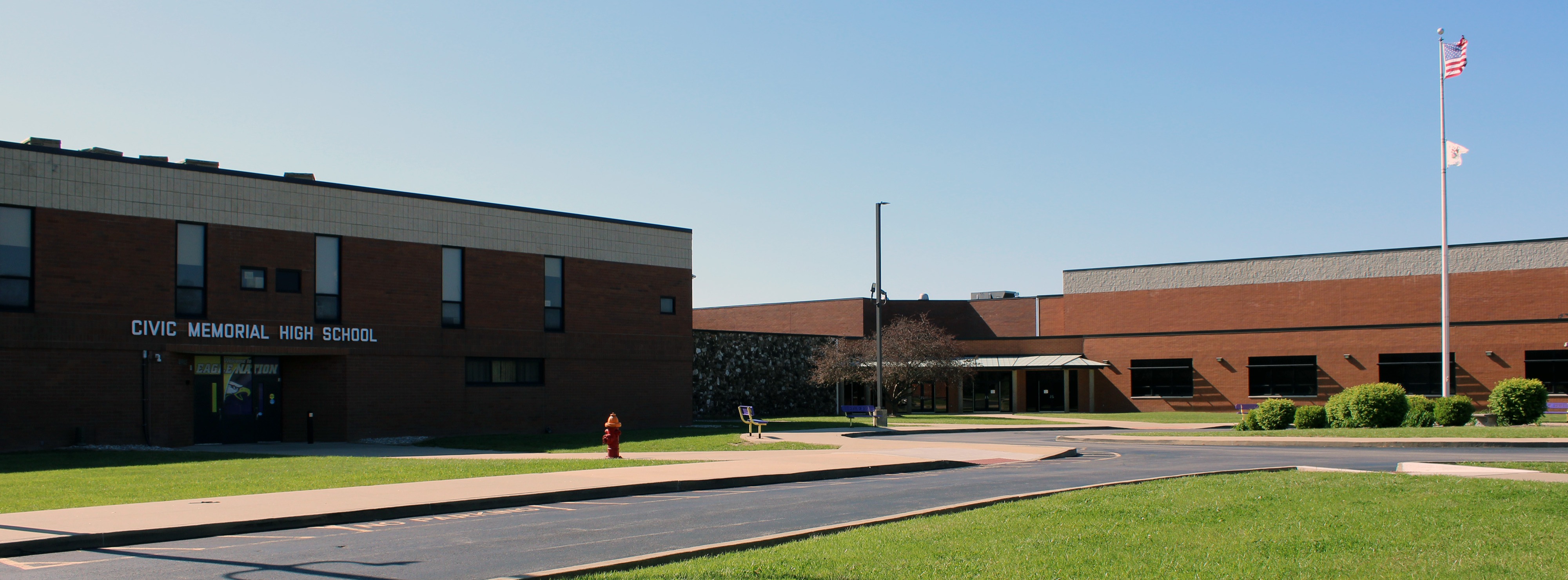 Exterior view of Civic Memorial High School building