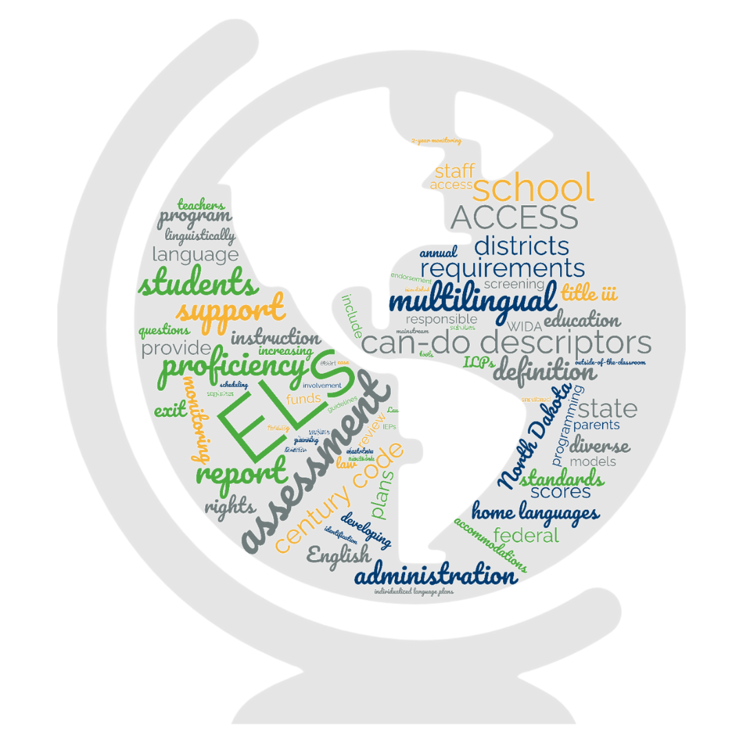 a globe full of words associated with learning english