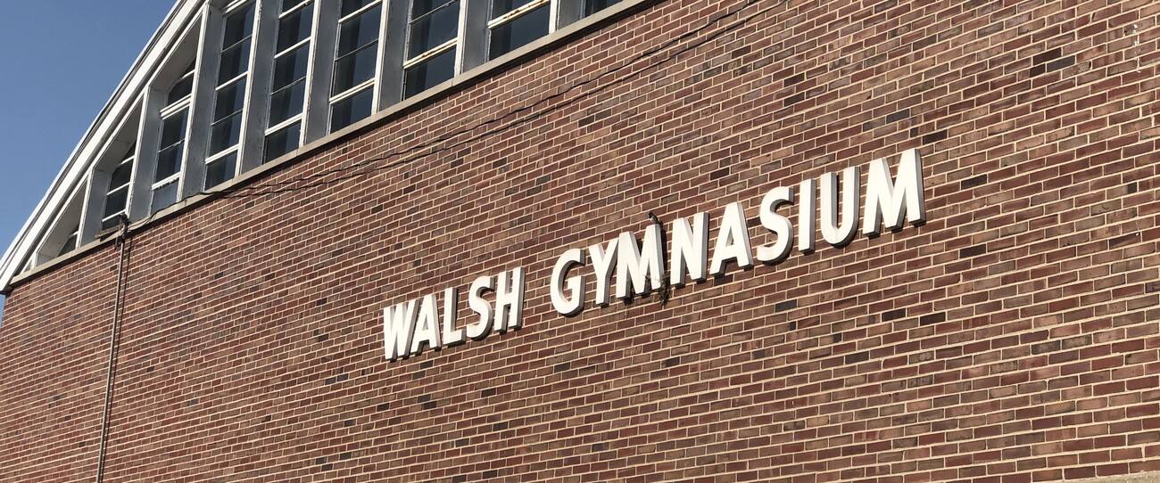 The exterior of Walsh Gymnasium