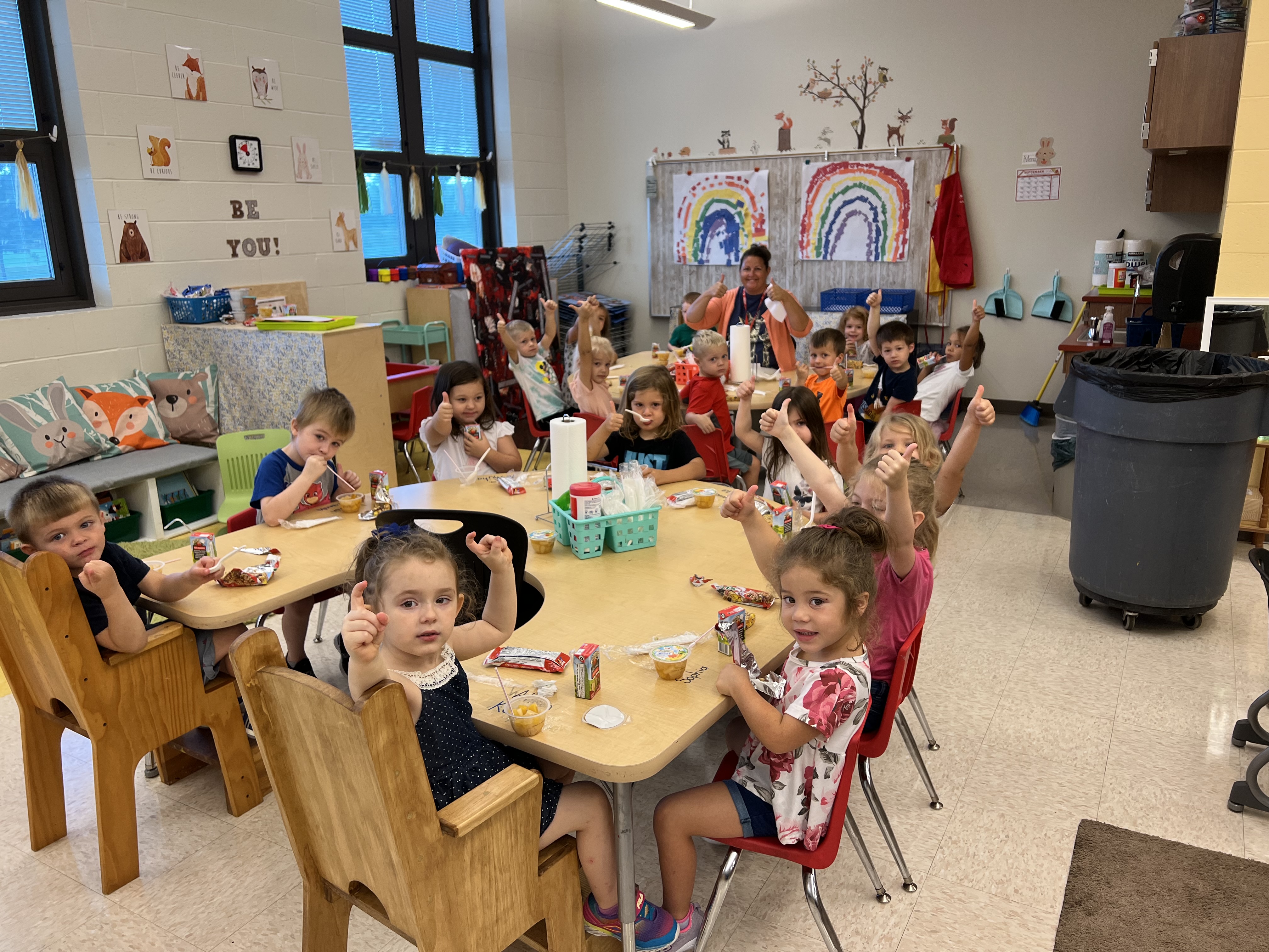 students eating