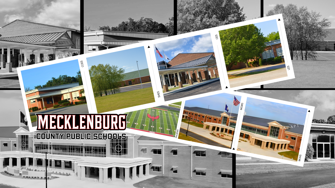 A collage of black-and-white images featuring various buildings and outdoor spaces, including schools and greenery.