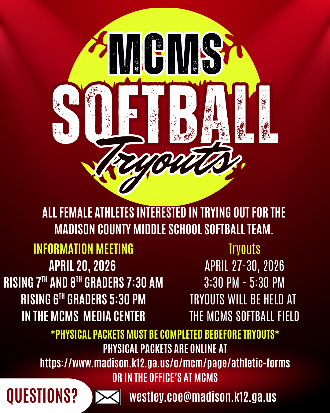 MCMS Softball