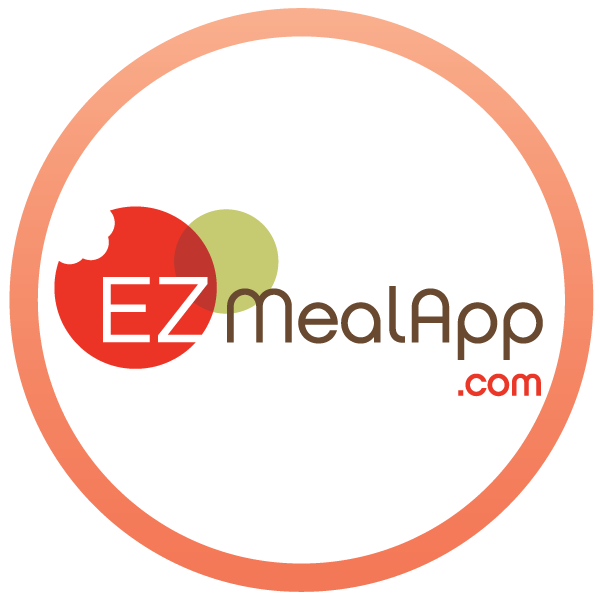 Logo featuring the text EZMealApp with colorful elements.
