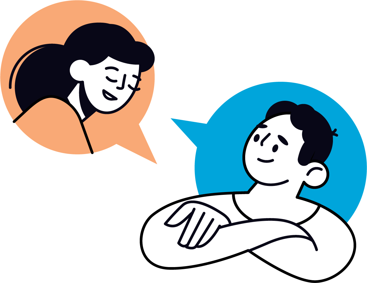 Communication Illustration featuring LCPS brand colored speech bubbles