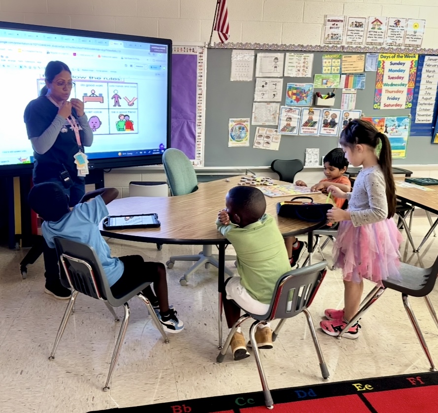 teacher with students