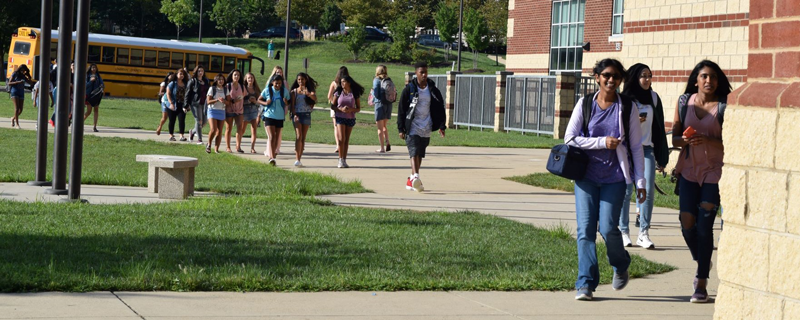 Students walking on the school  yard