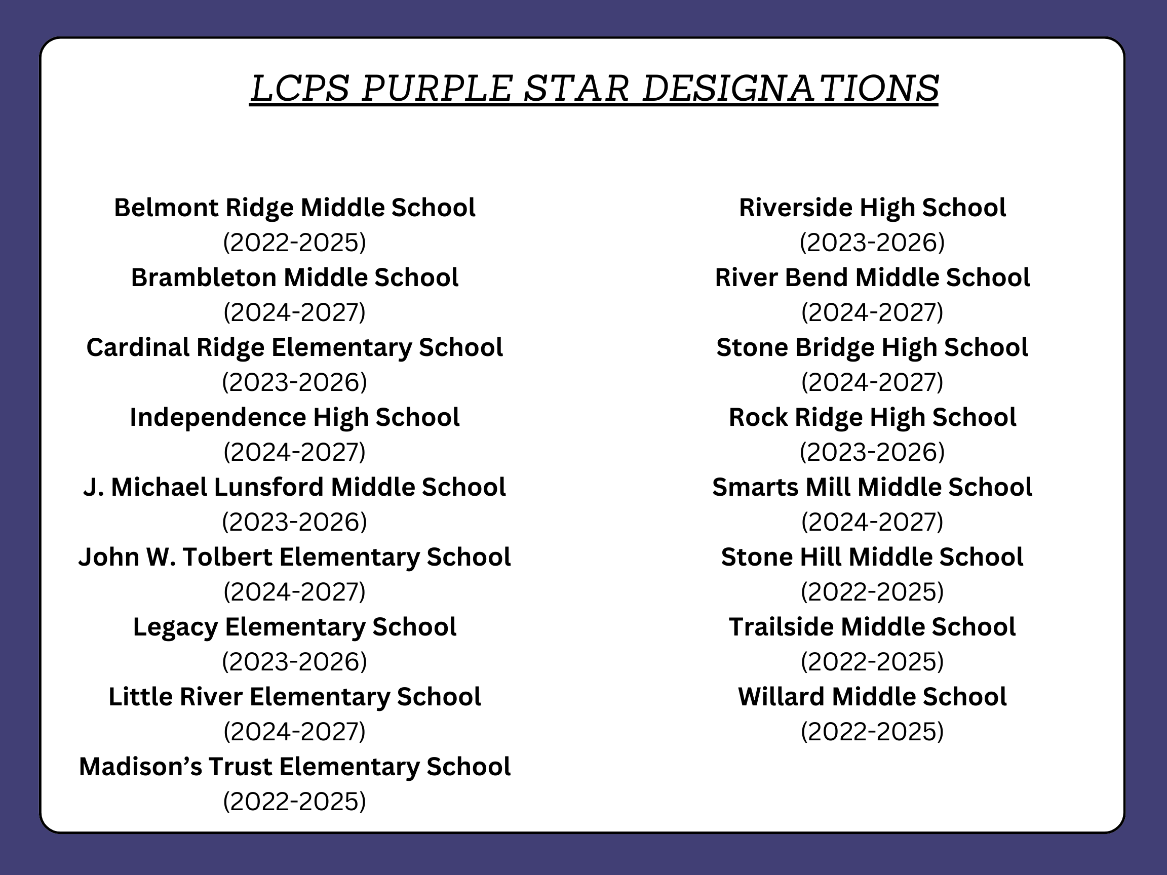 purple star schools