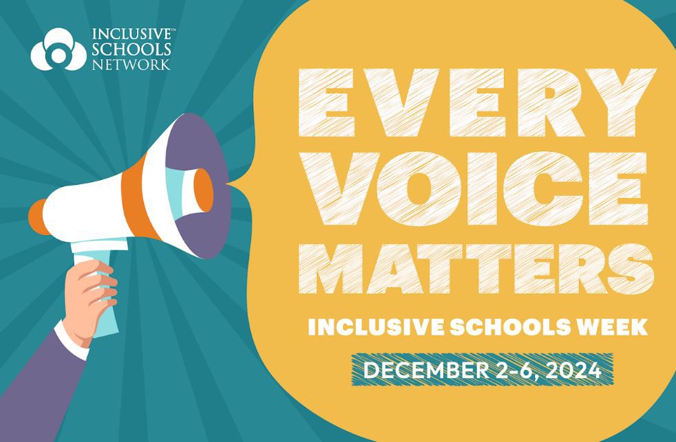 megaphone depicting text- every voice matters inclusive schools week 2024