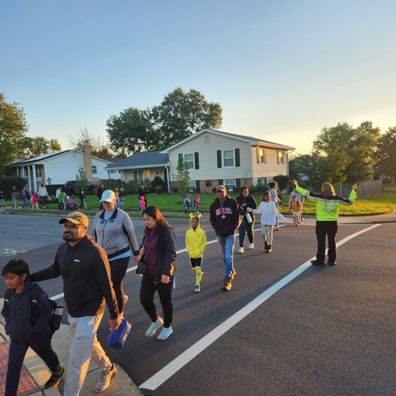 students crossing the street