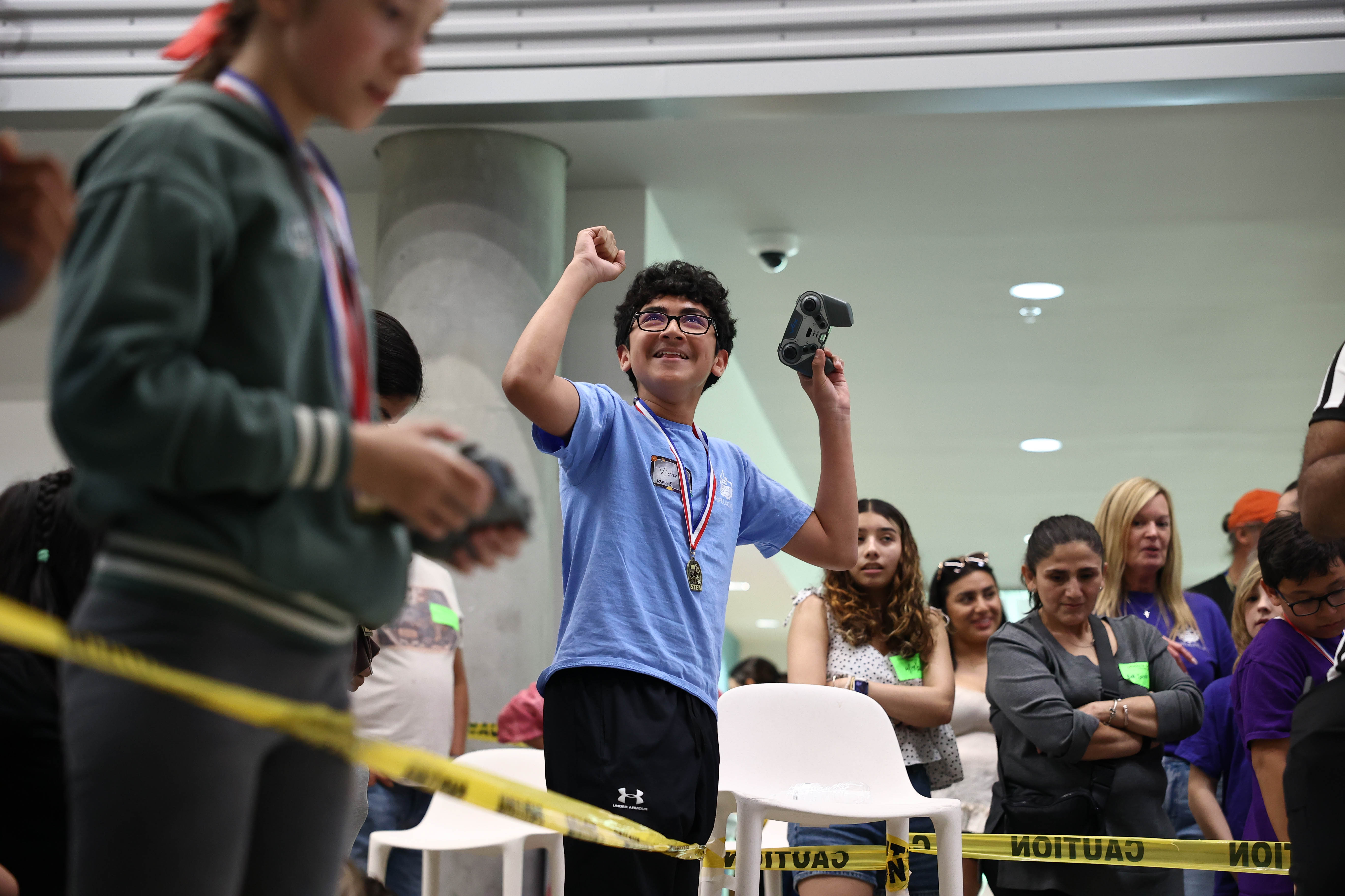 Student celebrating a win
