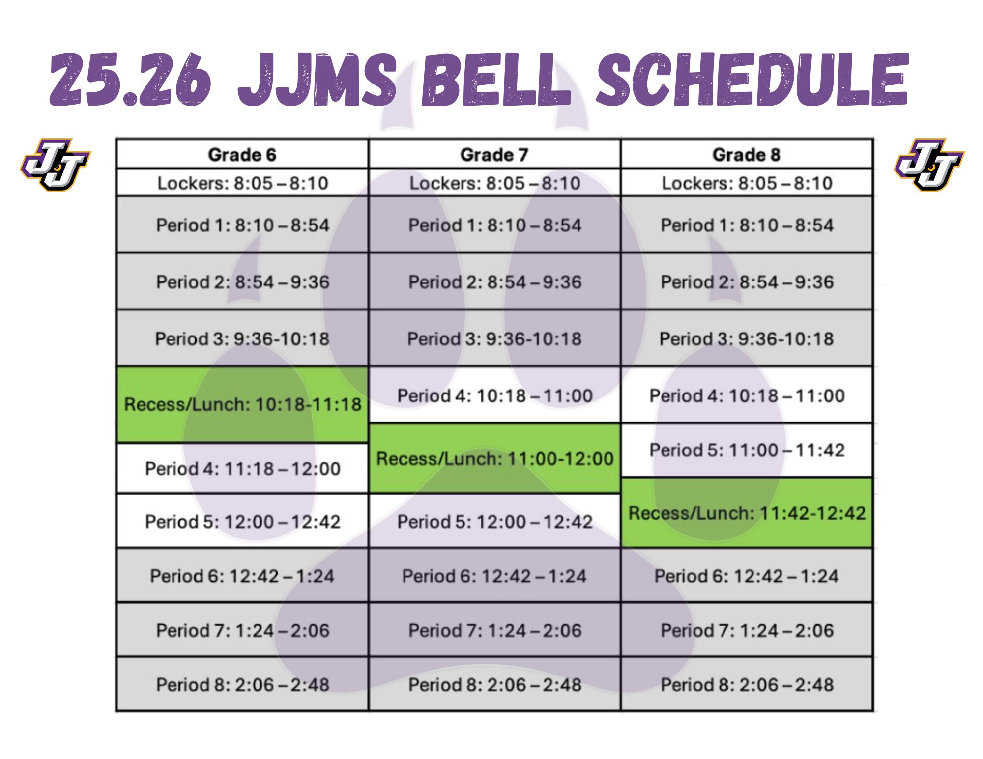 25.26 Bell Schedule