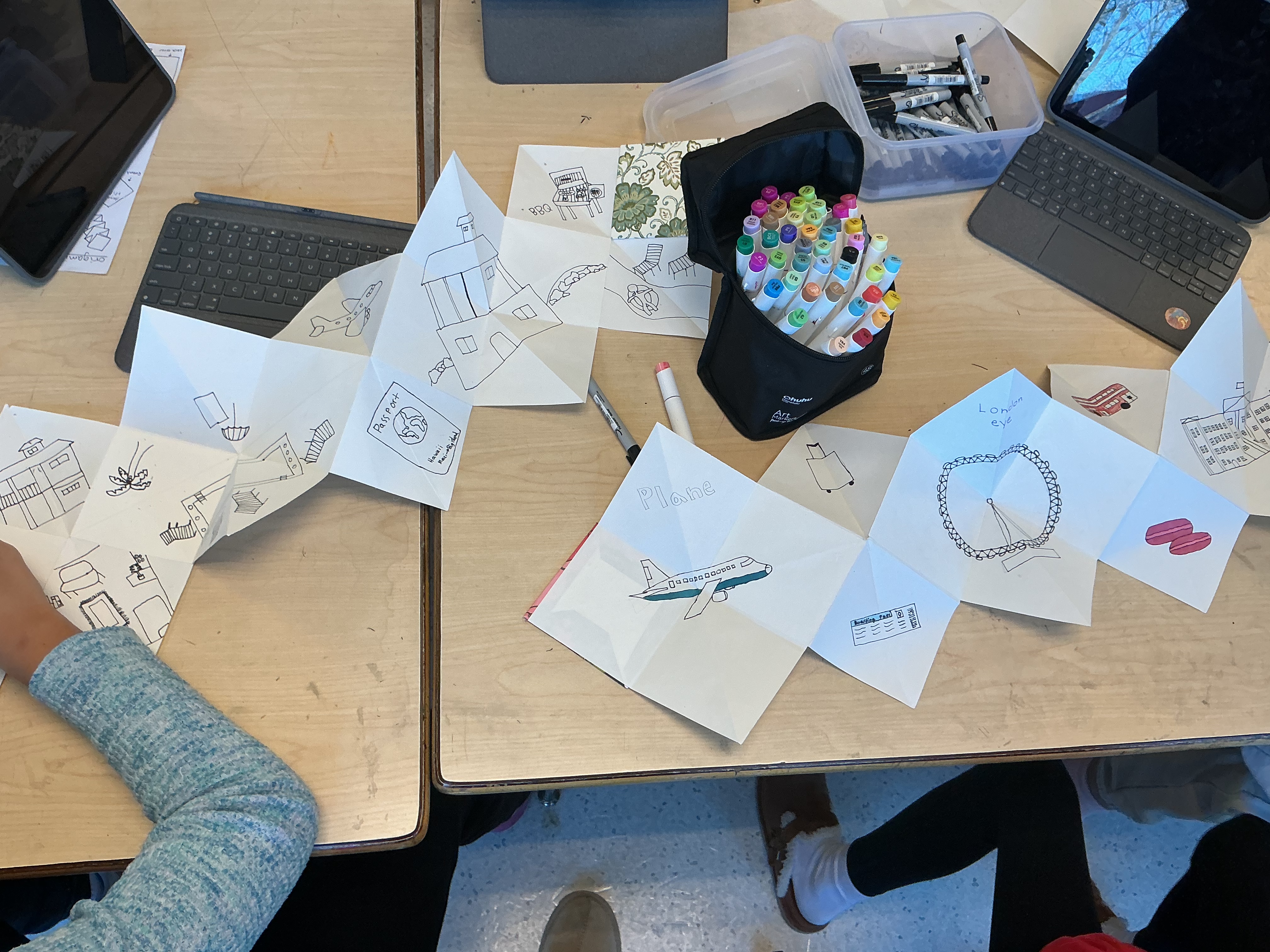 Student bookbinding projects.