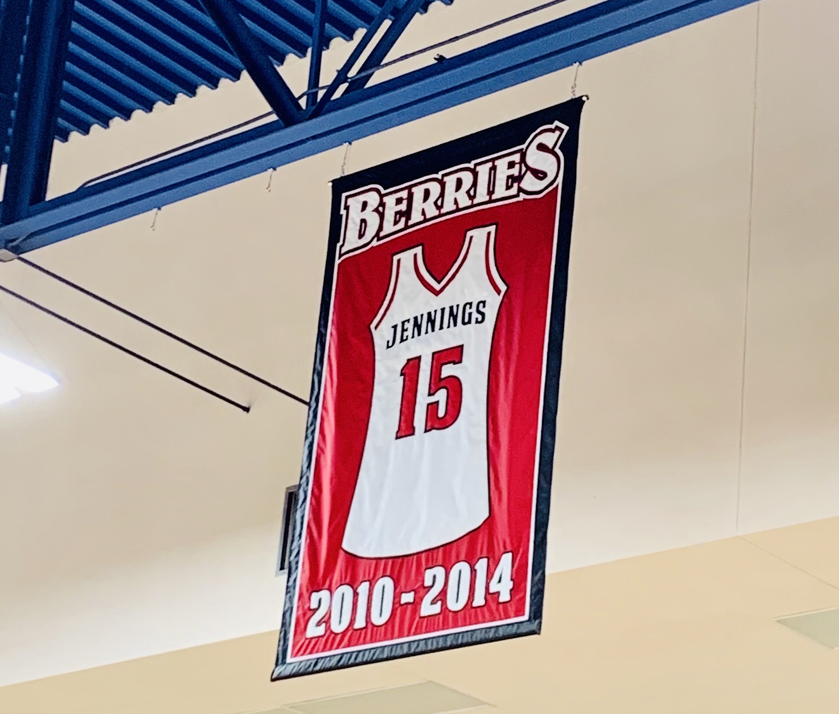 Jennings Basketball Number displayed over the gym