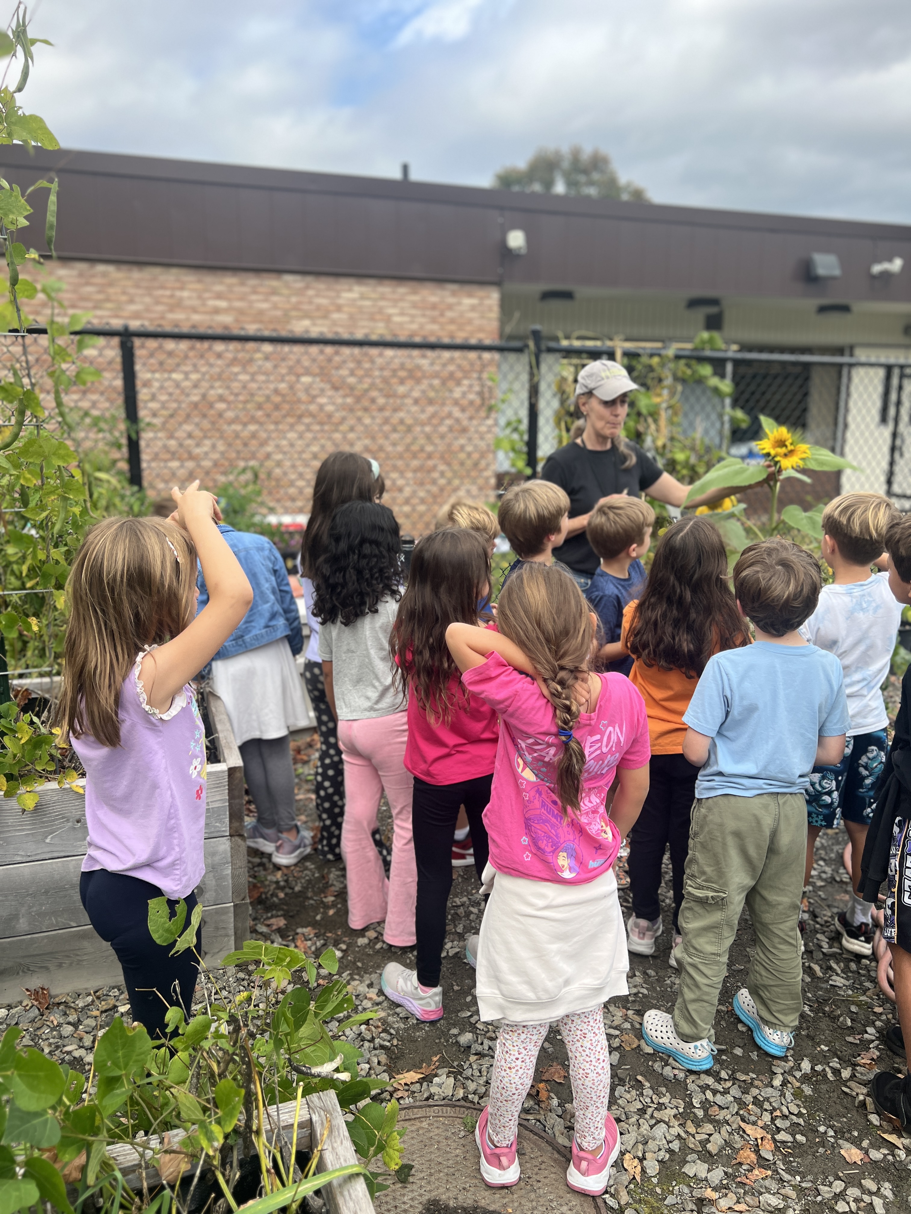 students in garden