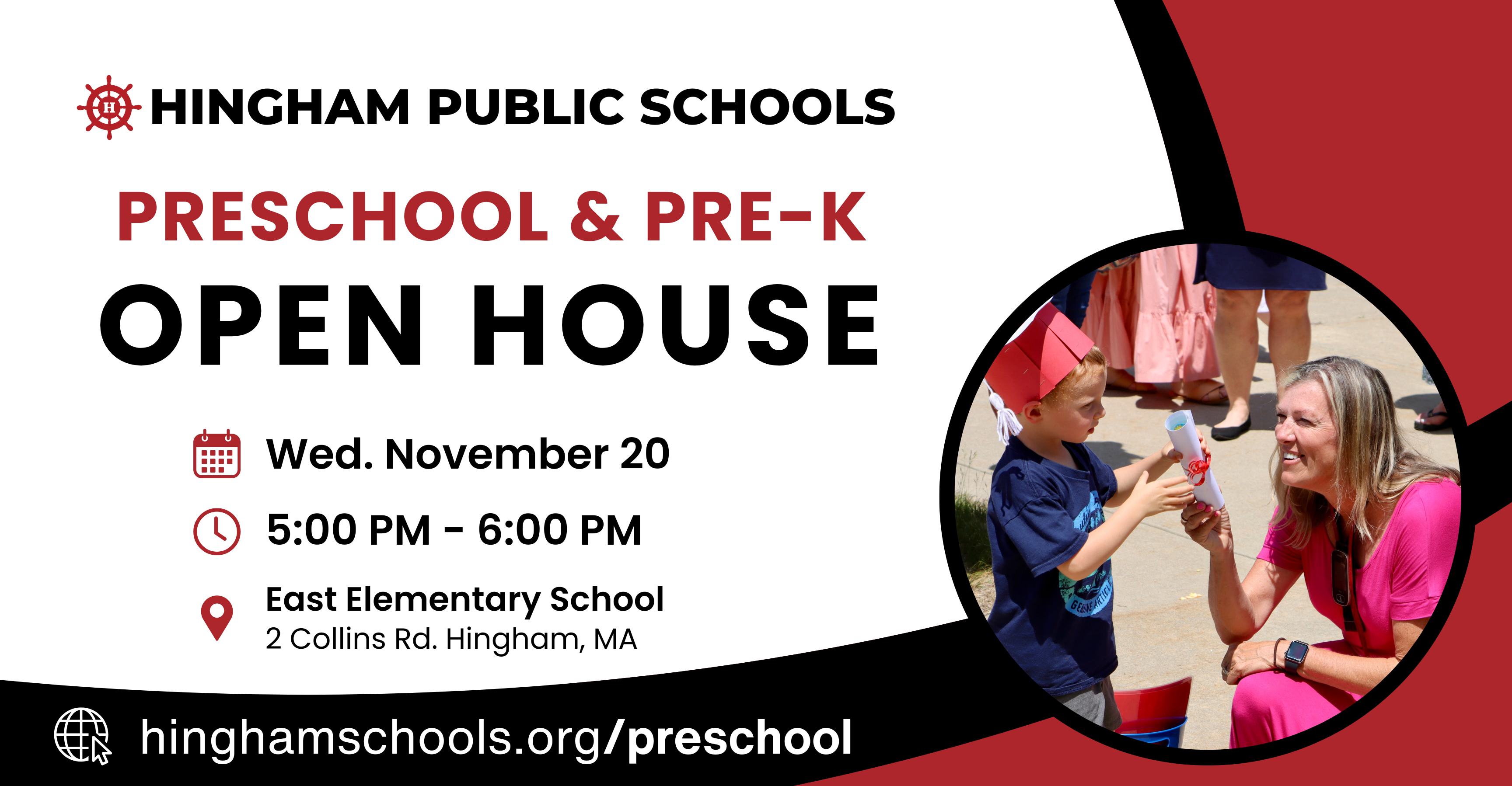 Preschool Open House November 20, 5-6pm at East Elementary.