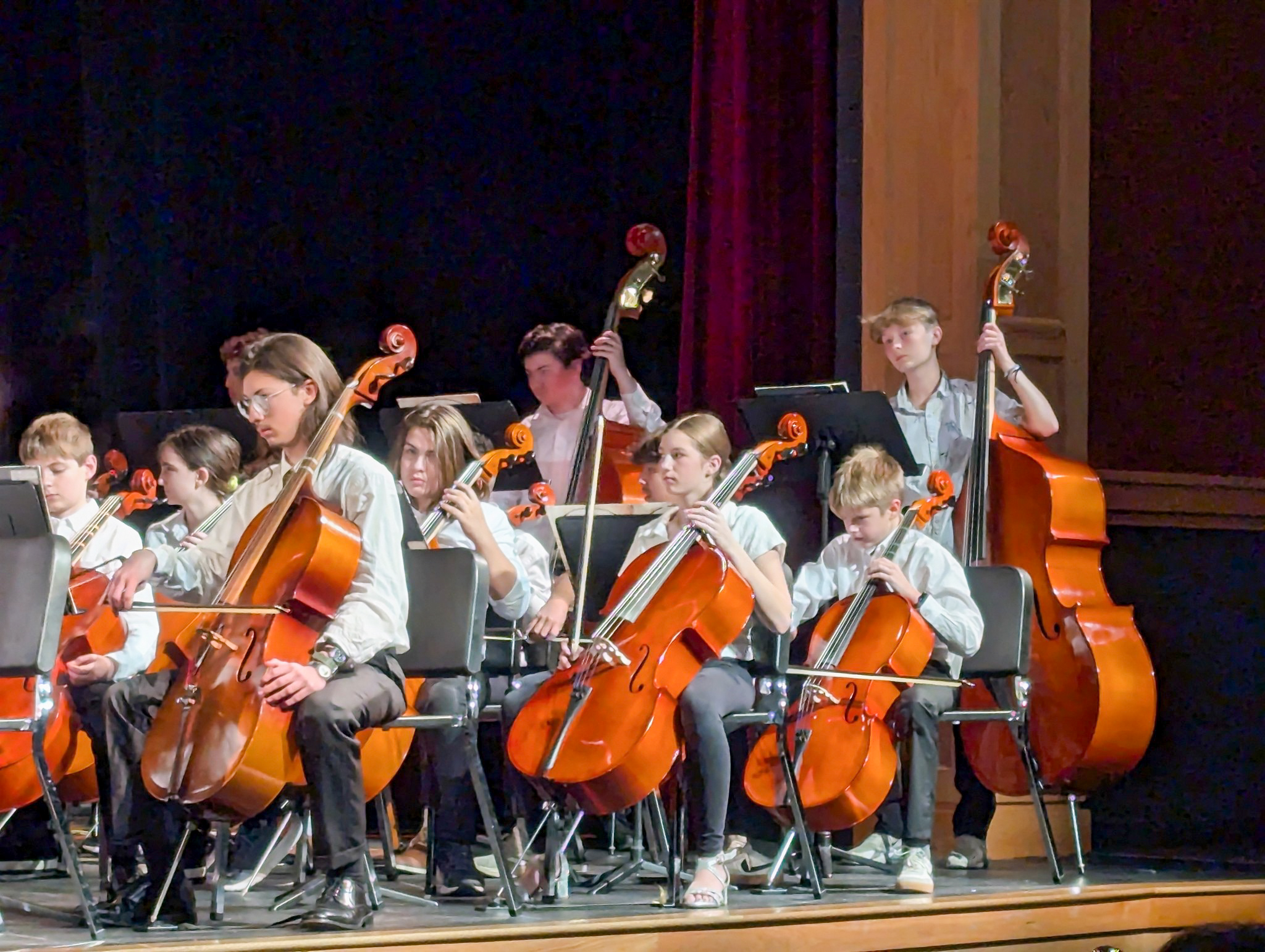 orchestra students playing at their winter concert.