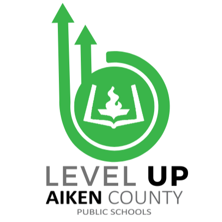 Level Up Aiken County Public Schools logo.