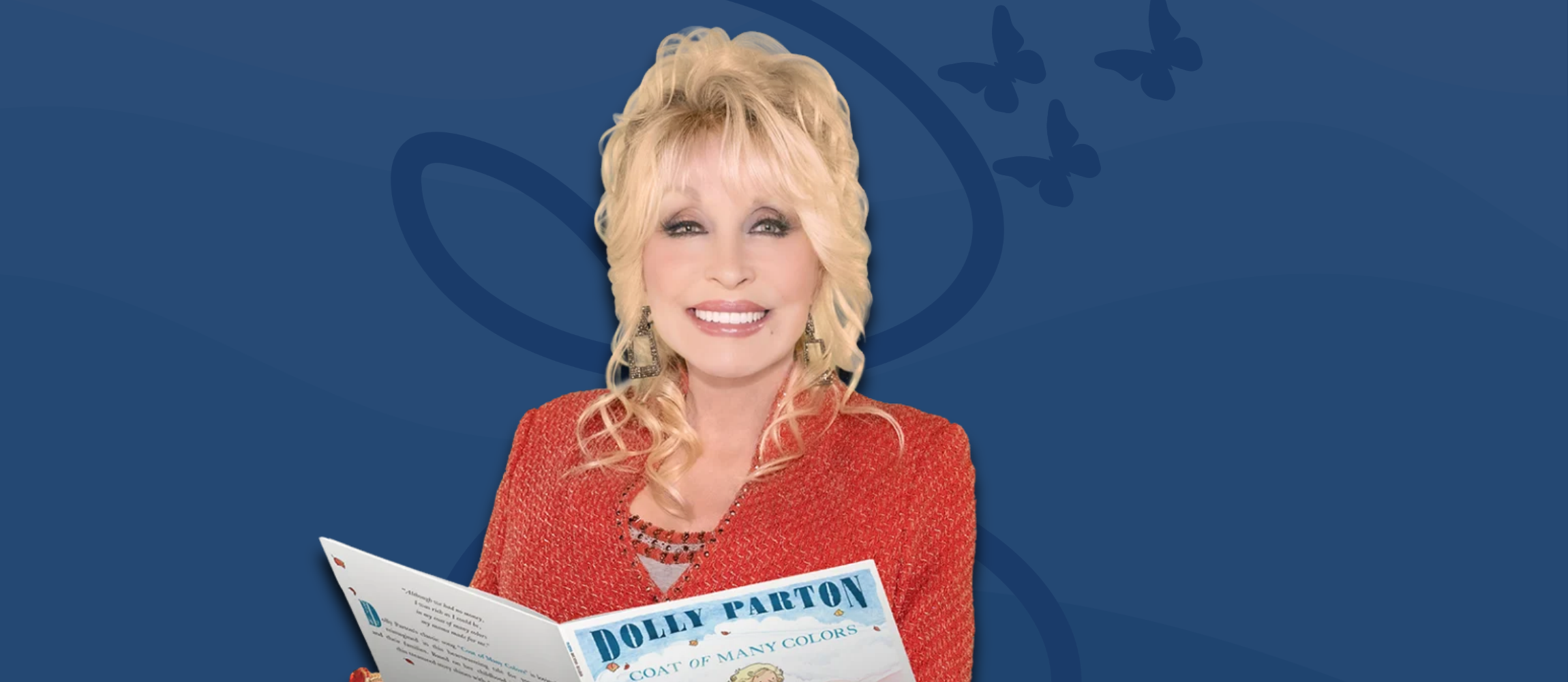 Dolly Parton reading a book