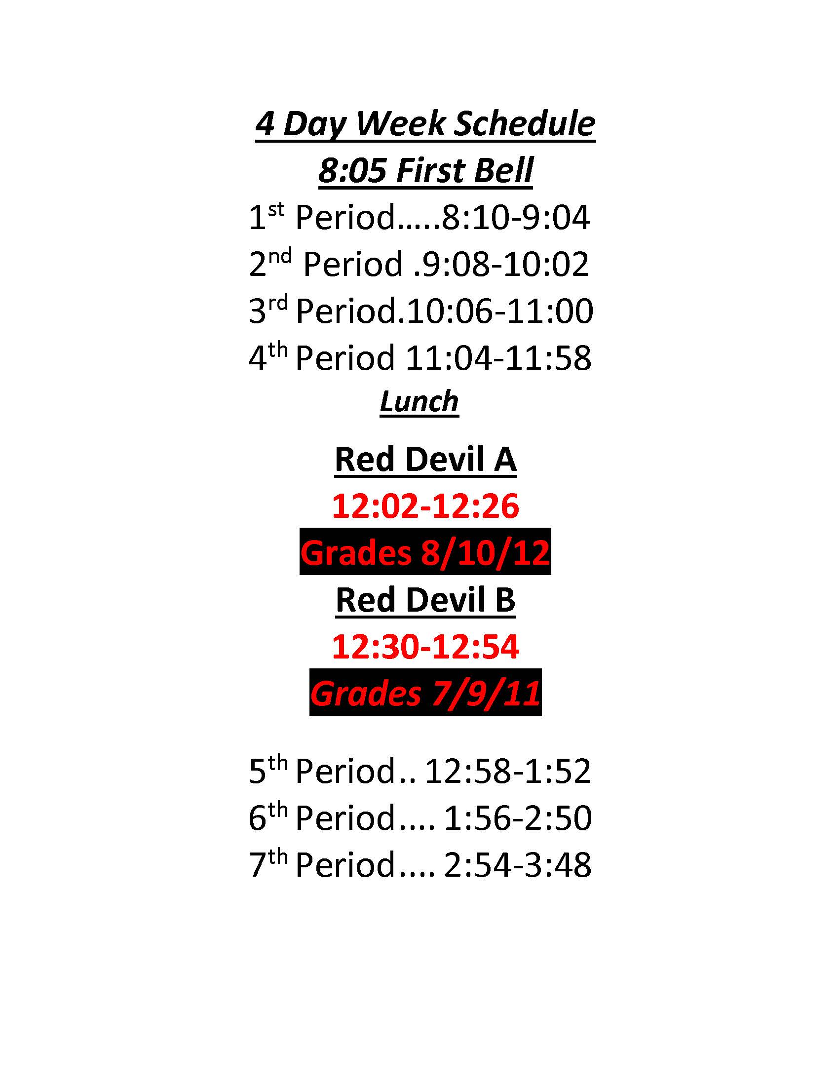 2024-2025 Daily Schedule