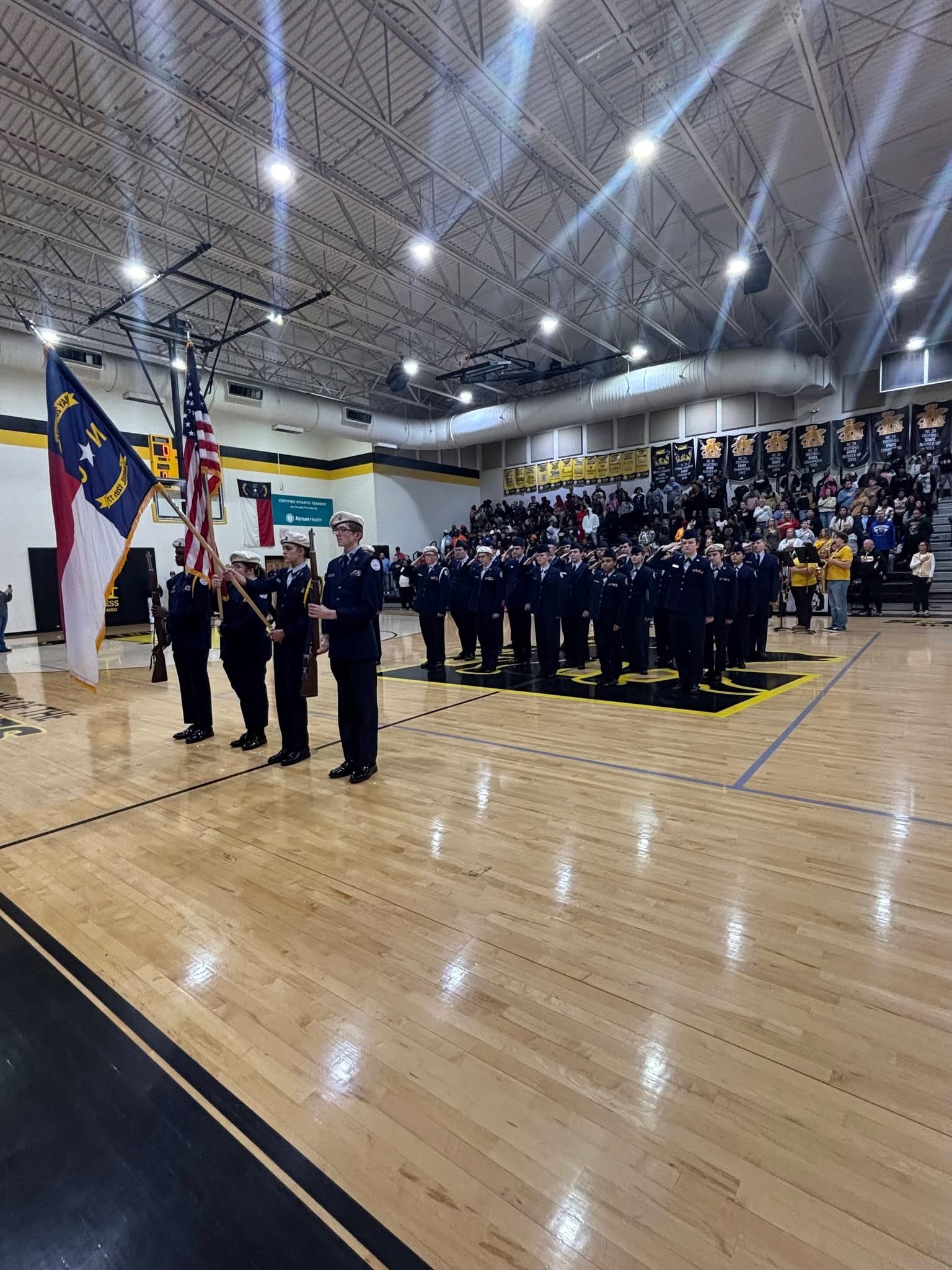 Presentation of Colors at basketball game.