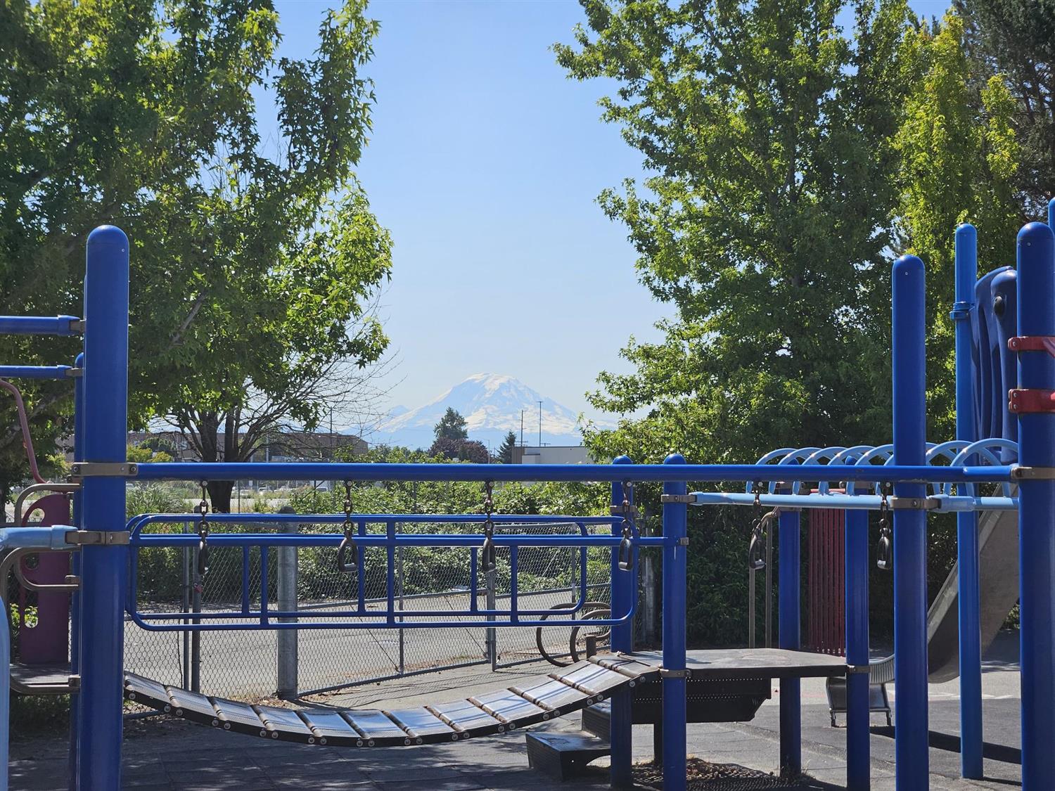 Rainier Playground with Mountain Range in the background