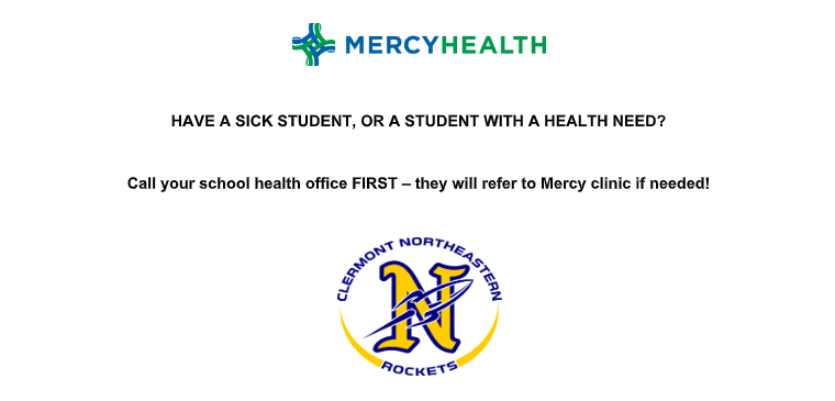 Have a sick student, or a student with a health need? Call your school health office FIRST - they will refer to Mercy Clinic if needed!