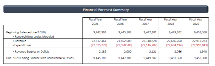 Financial Forecast Summary Graph