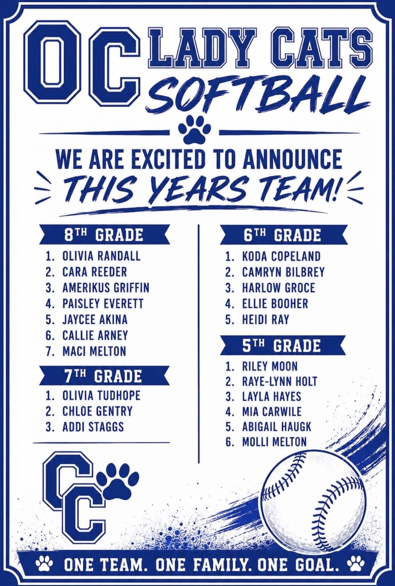 OC Lady Cat's Roster for the 2027 Season