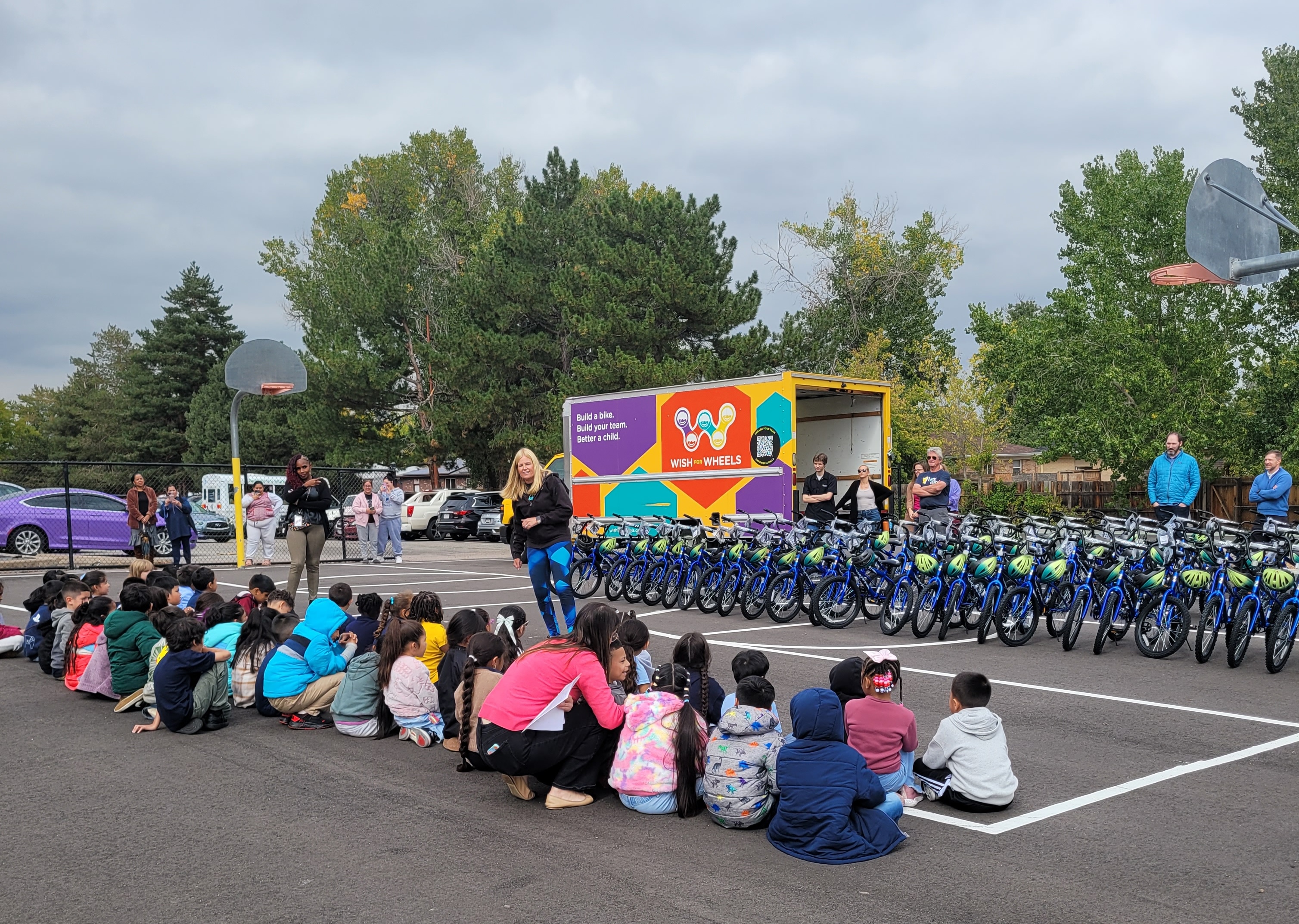 students at bike event