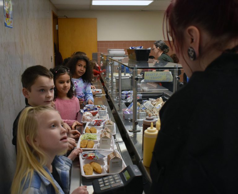 students in cafeteria 