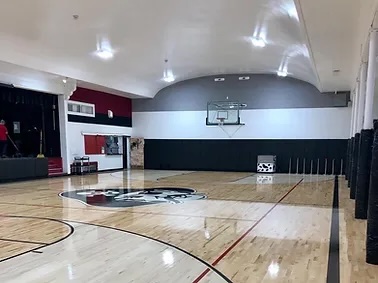 inside a new gym with shiny floors 