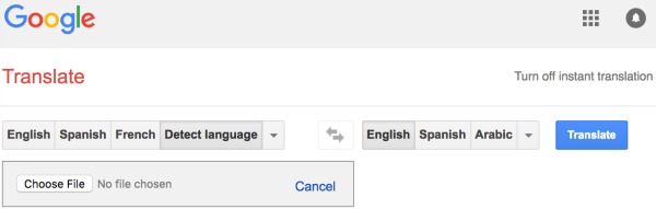 Google Translate window