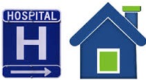 Hospital sign and house icon