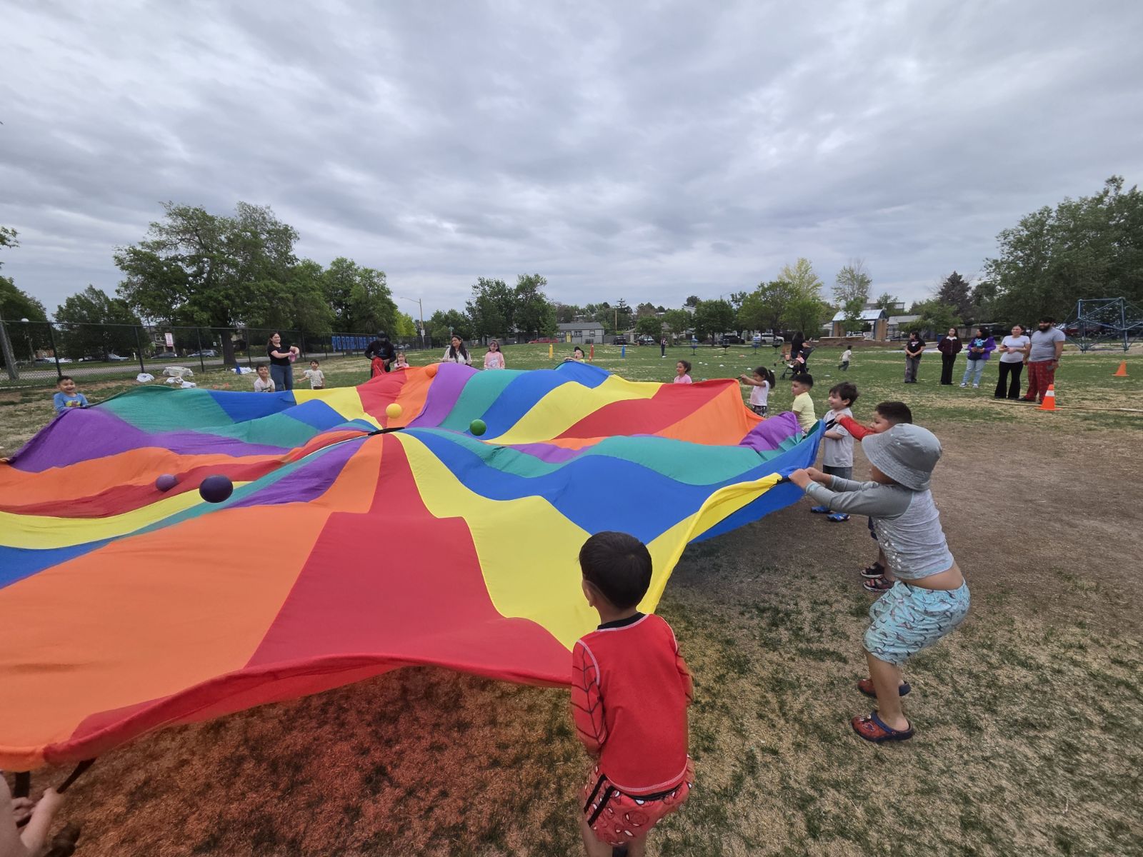 students playing outside