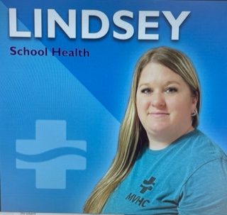 a picture of Lindsey with the words scholl health by her