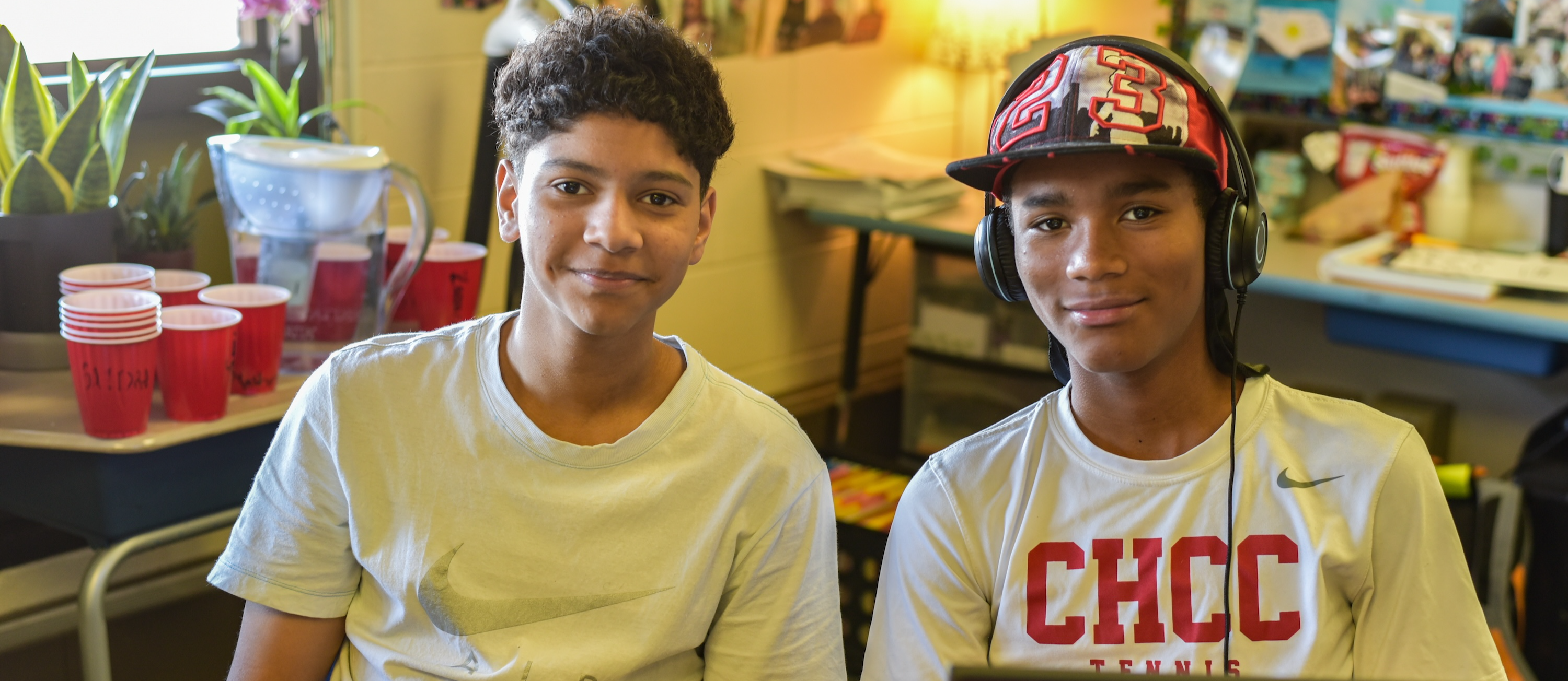 Students on computers