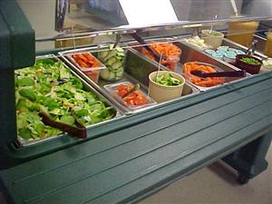 salad bar with serving tongs