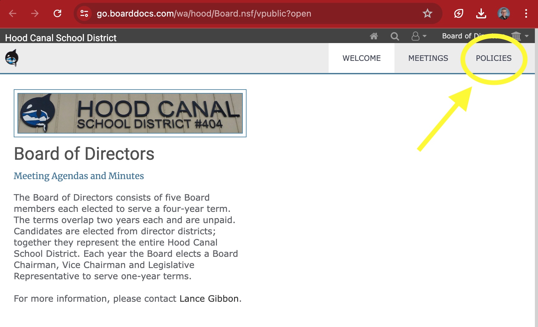 screenshot of boarddocs website