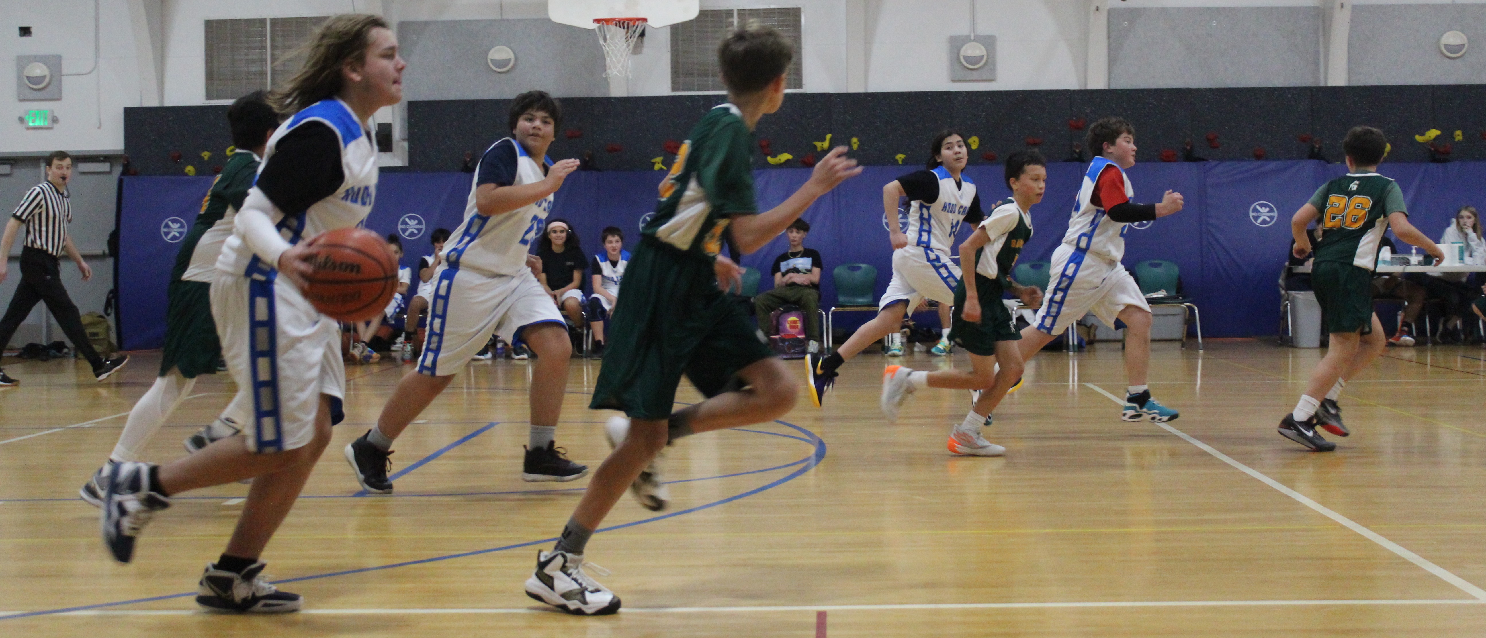 Boys playing basketball