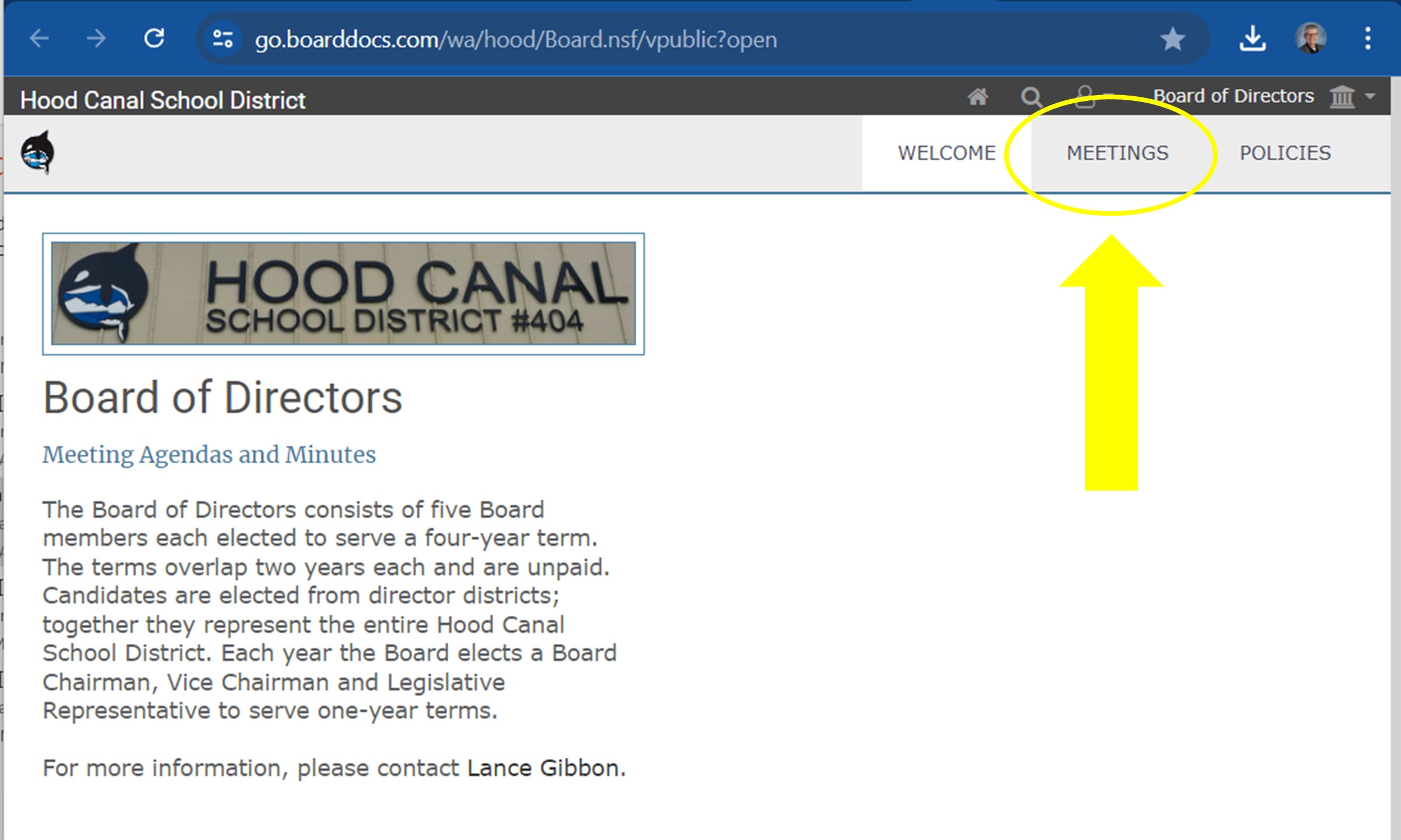 BoardDocs webpage image