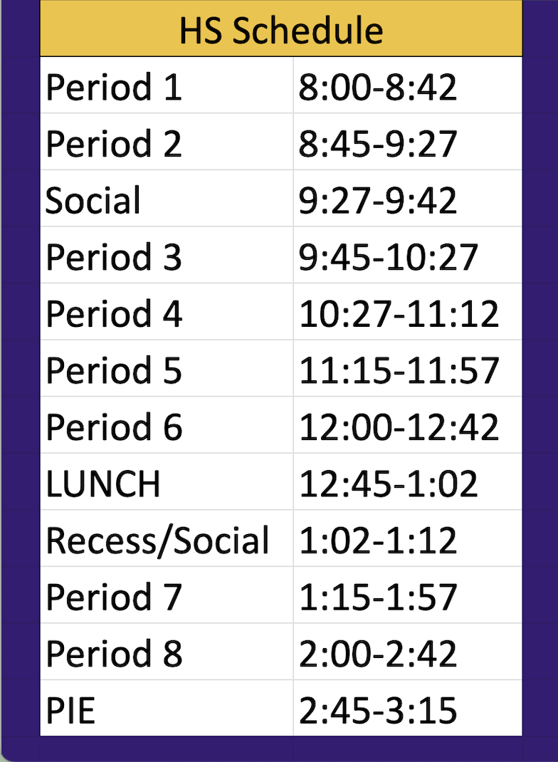HS Schedule