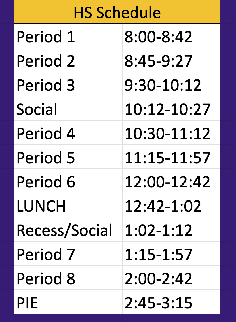 HS Schedule