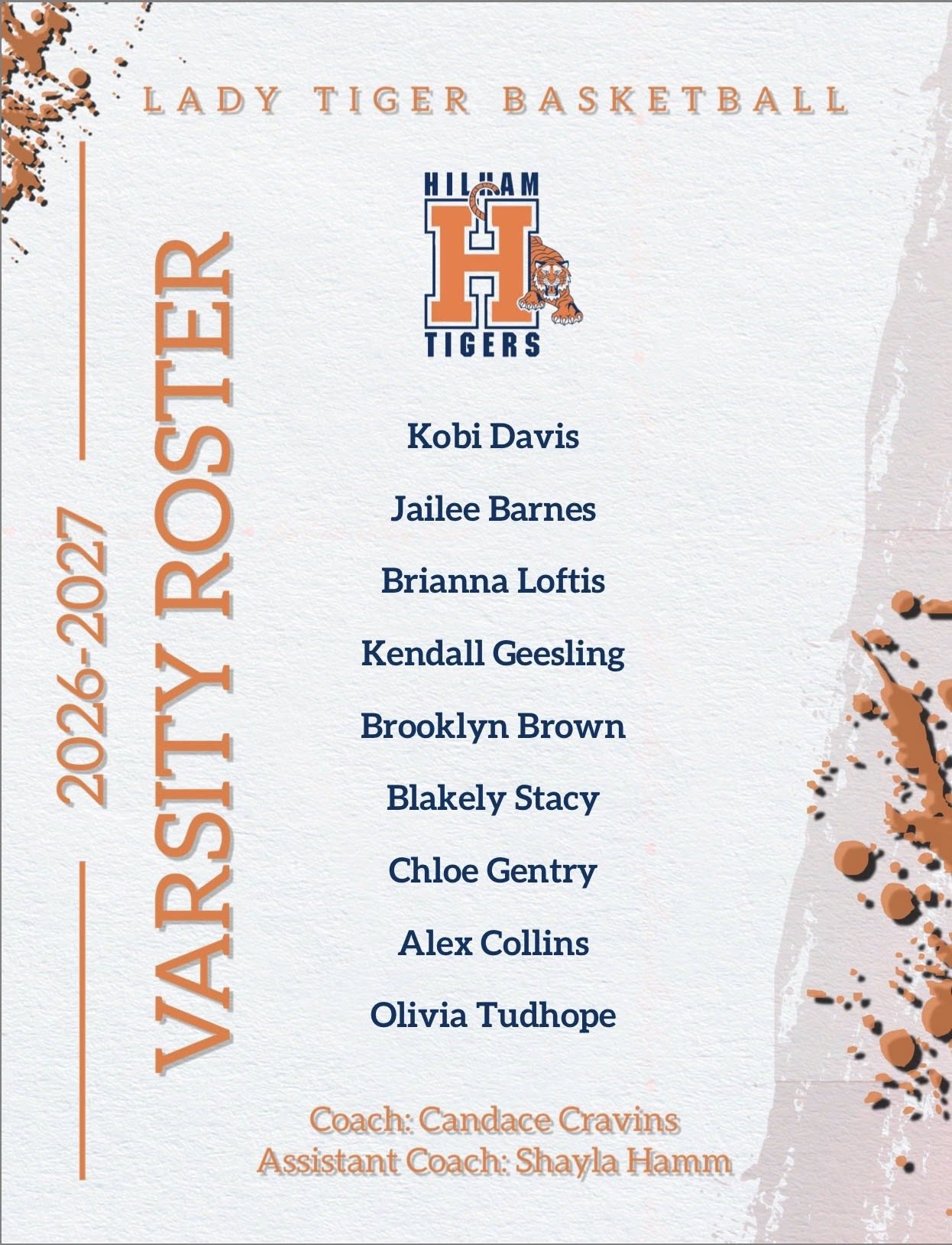 HES Lady Tigers 2026-2027 Varsity Roster 