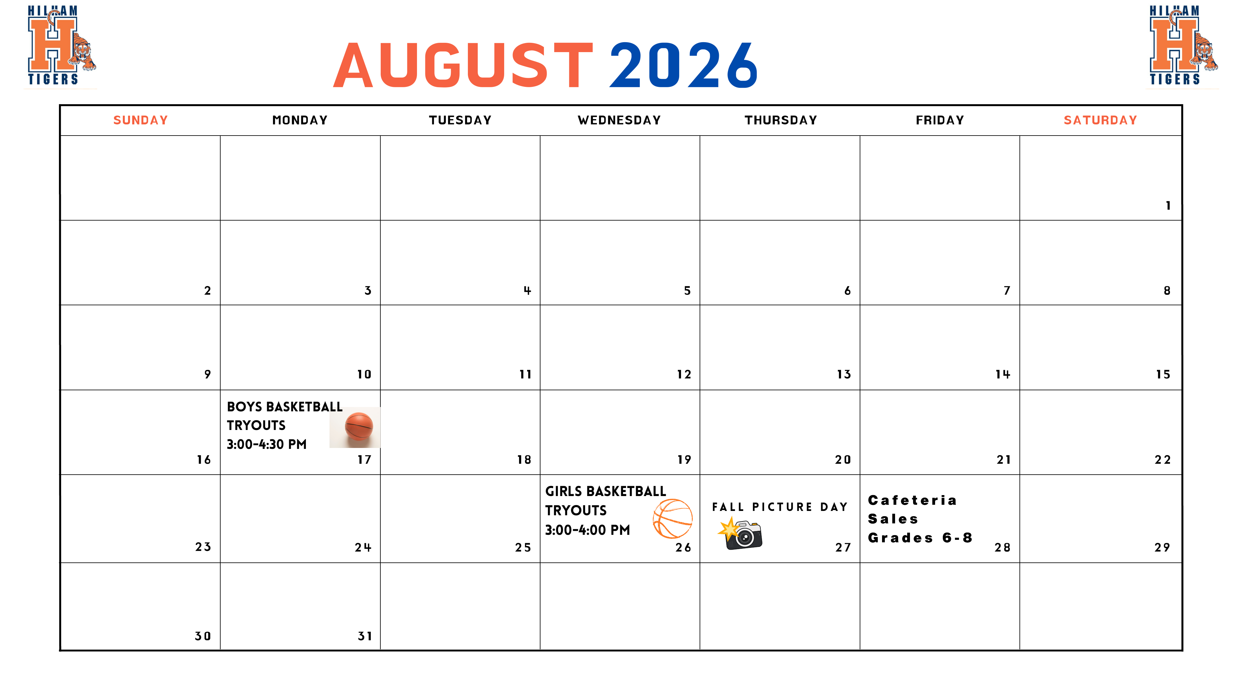 August Calendar