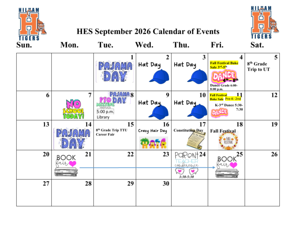 Calendar of Events for September 