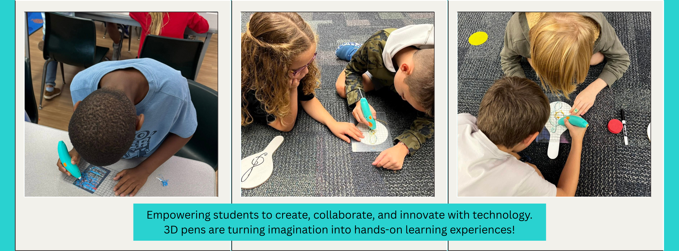 Students using 3D pens. Empowering students to create, collaborate, and innovate with technology. 3D pens are turning imagination into hands-on learning experiences!