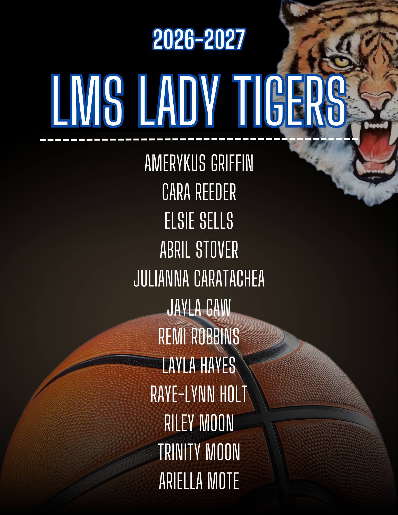 LMS Lady Tigers Basketball Roster 2026-2027