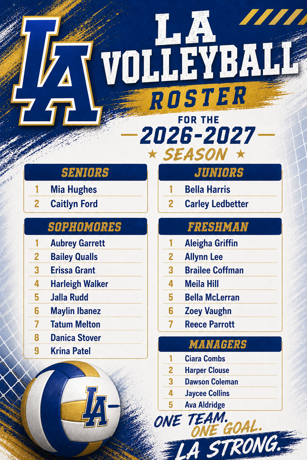 LA Volleyball 2026-2027 Roster