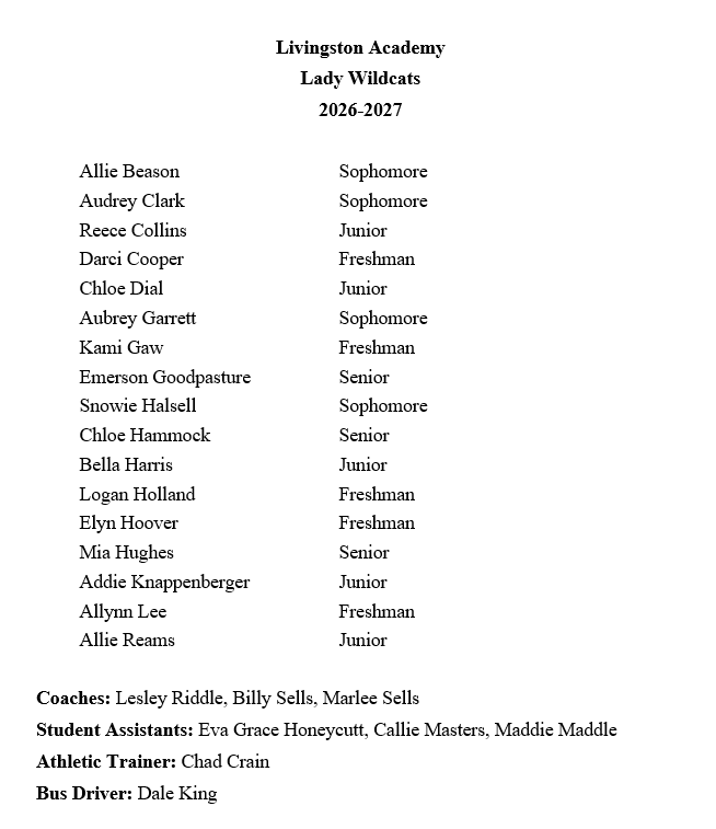 LA Lady Wildcats Basketball 2026-2027 Roster
