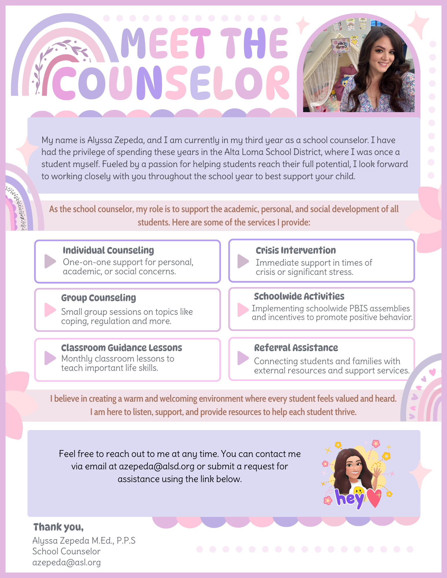 Ms. Zepeda School Counselor Flyer